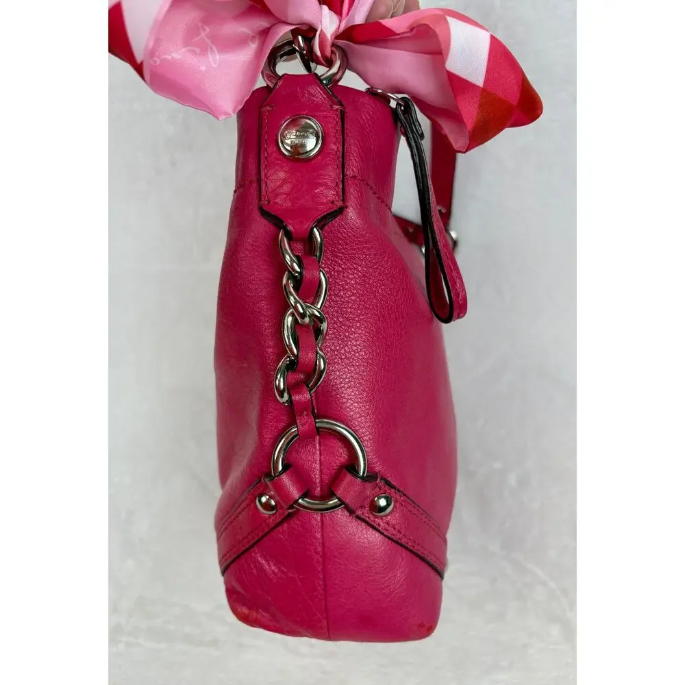 Coach Medium Y2K Carly in Fuchsia/Barbie Pink Pebbled Leather with Scarf